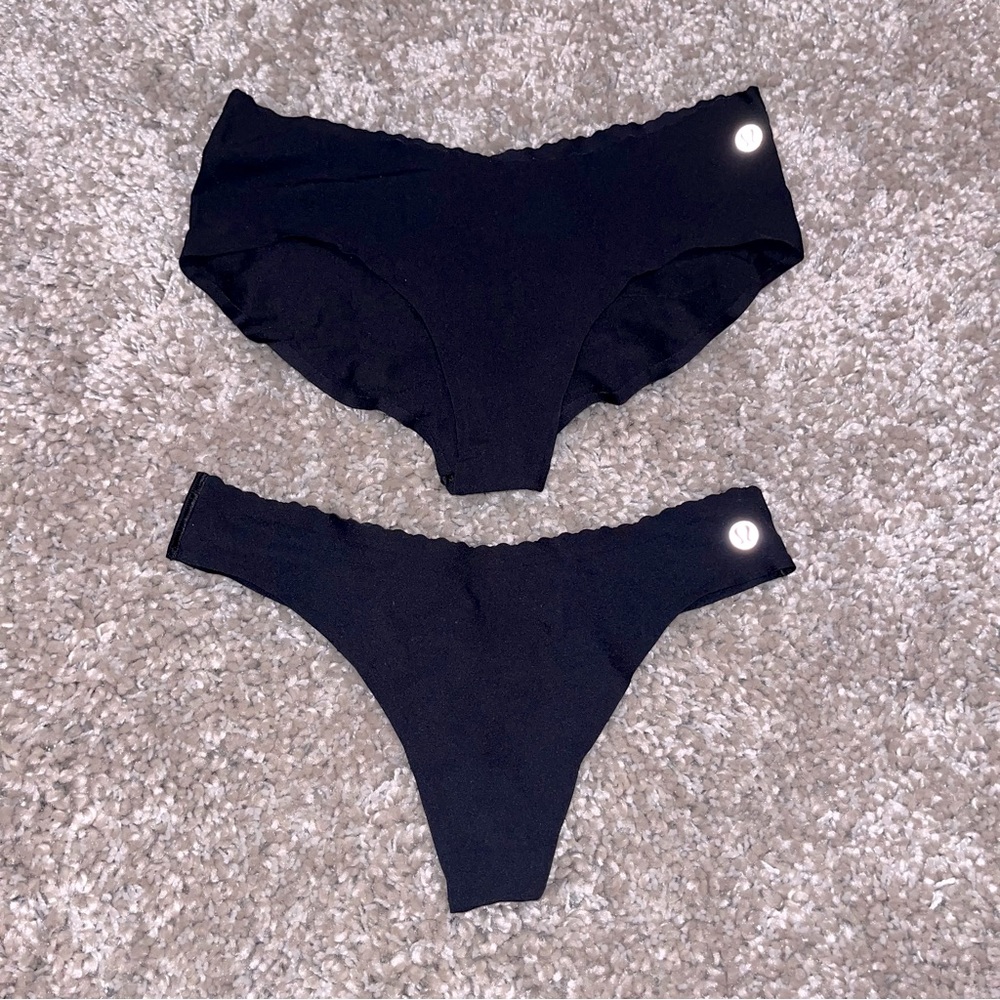 Black Lululemon boyshort & thong set